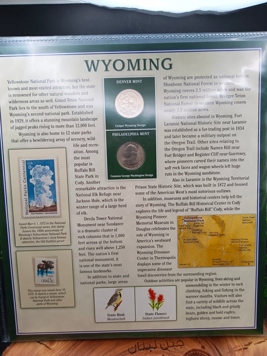 2010 Wyoming "America the Beautiful" Quarter Set & Philatelic Display