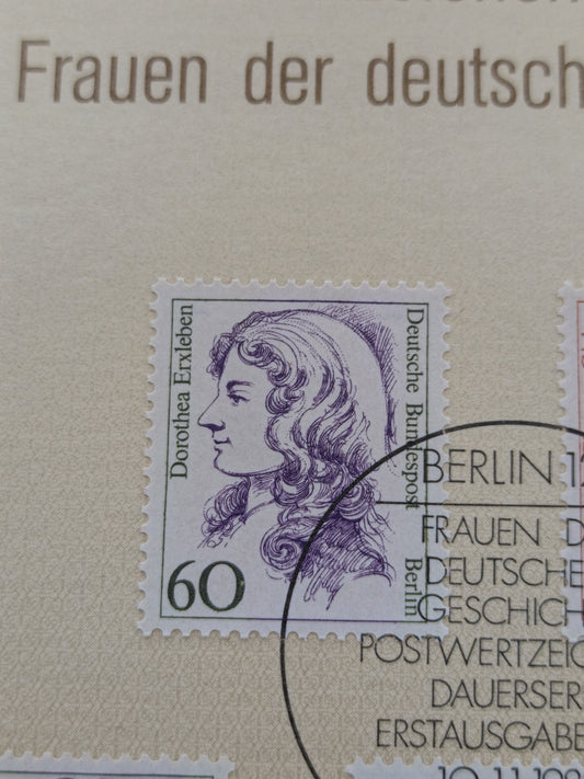 Official First Day Sheet (Ersttagsblatt) – Women in German History Berlin Series (1988)