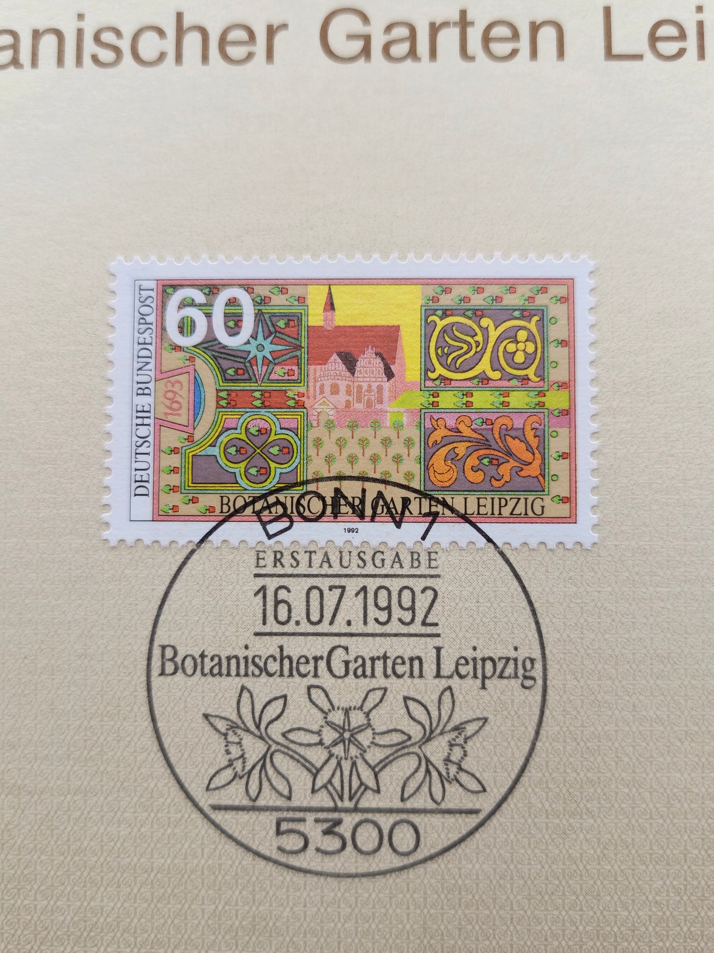 Germany Ersttagsblatt First Day Souvenir Leaf (1992)