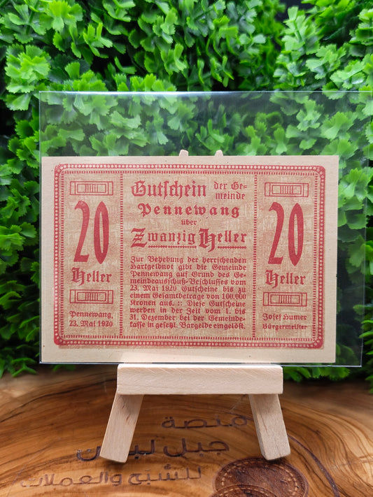 20 Heller notgled . Austria . 1920