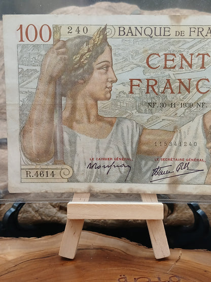 100 cent francs.  France.  1939
