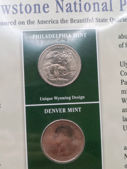2010 Wyoming "America the Beautiful" Quarter Set & Philatelic Display
