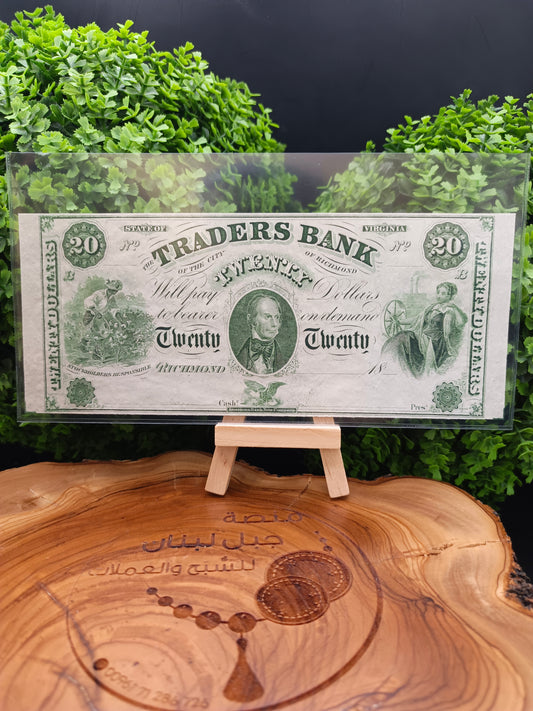 20 Dollars Traders Bank of Virginia 1860-1865