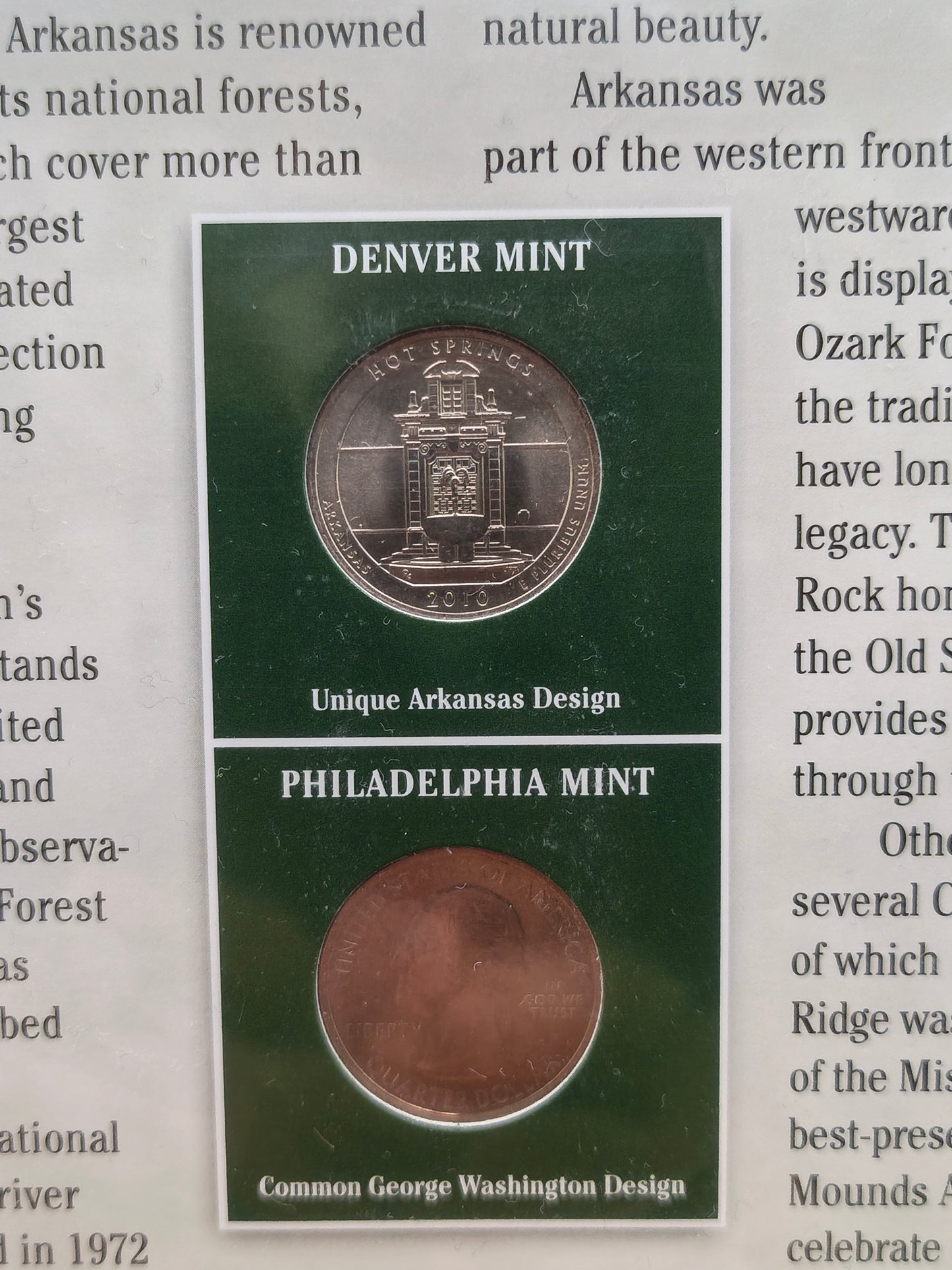 2010 Arkansas "America the Beautiful" Quarter & Conservation Stamp Set