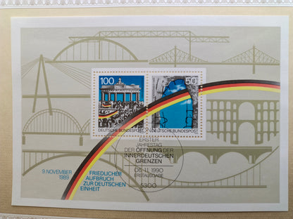Commemorative Souvenir Sheet: Peaceful Departure for German Unity – First Day of Issue (1st Anniversary of the Opening of the Inner-German Border)