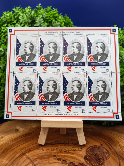 Staffa Scotland — Andrew Johnson US Presidents Commemorative Stamp Sheet ( not official)