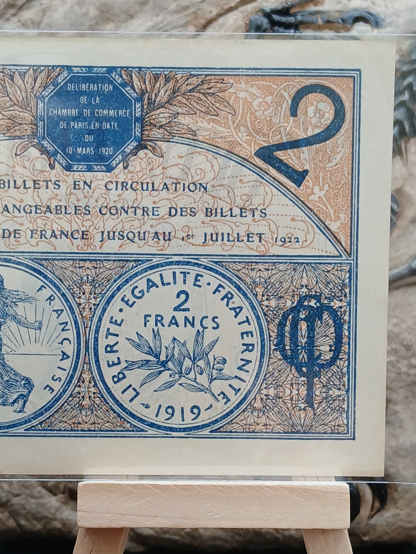 2 francs.  France.  1919 (emergency)