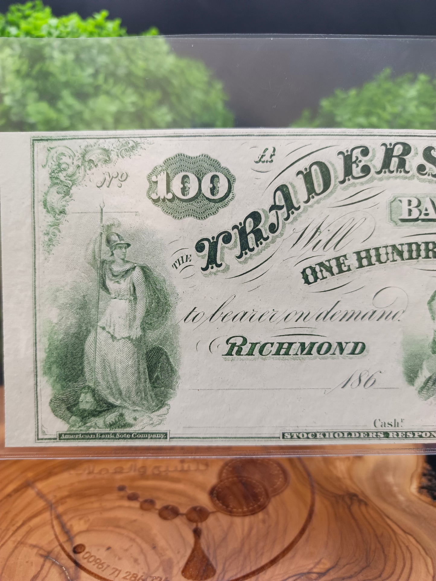 100 Dollars Traders Bank of Virginia 1860-1865