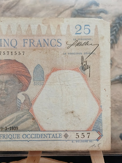 25 Francs . West Africa . 1939