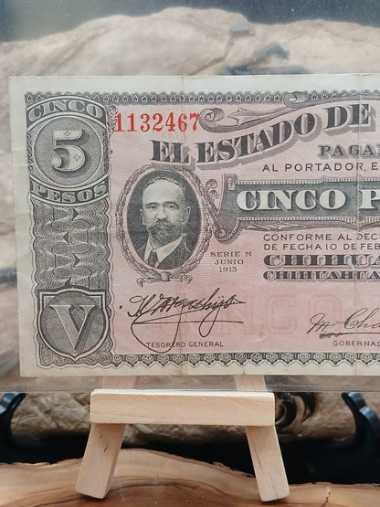 5 peso.  Mexico . Chihuahua. 1915