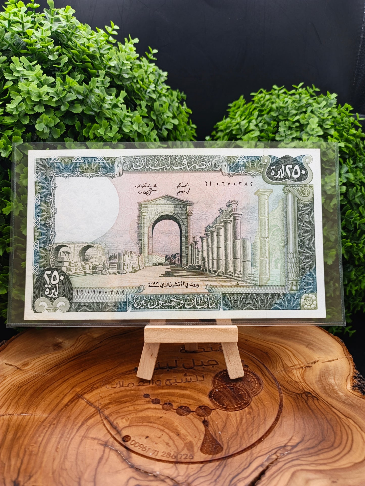 250 lira . prefix AA 1986 . lebanon