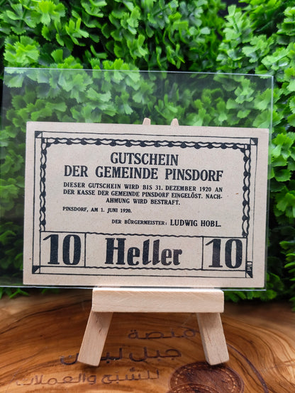 10 Heller notgled . Austria . 1920