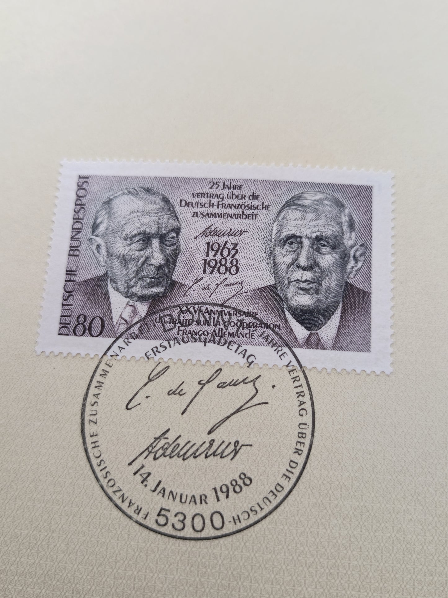 Official First Day Sheet (Ersttagsblatt) – 25th Anniversary of the Élysée Treaty (1988)