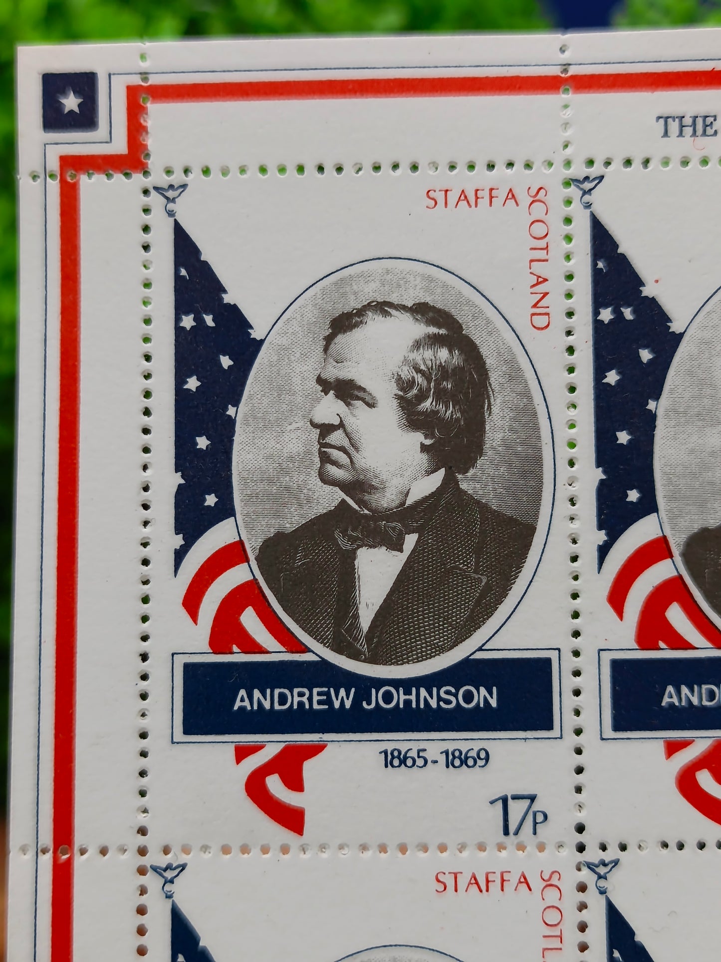 Staffa Scotland — Andrew Johnson US Presidents Commemorative Stamp Sheet ( not official)