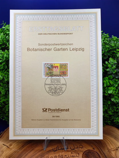 Germany Ersttagsblatt First Day Souvenir Leaf (1992)