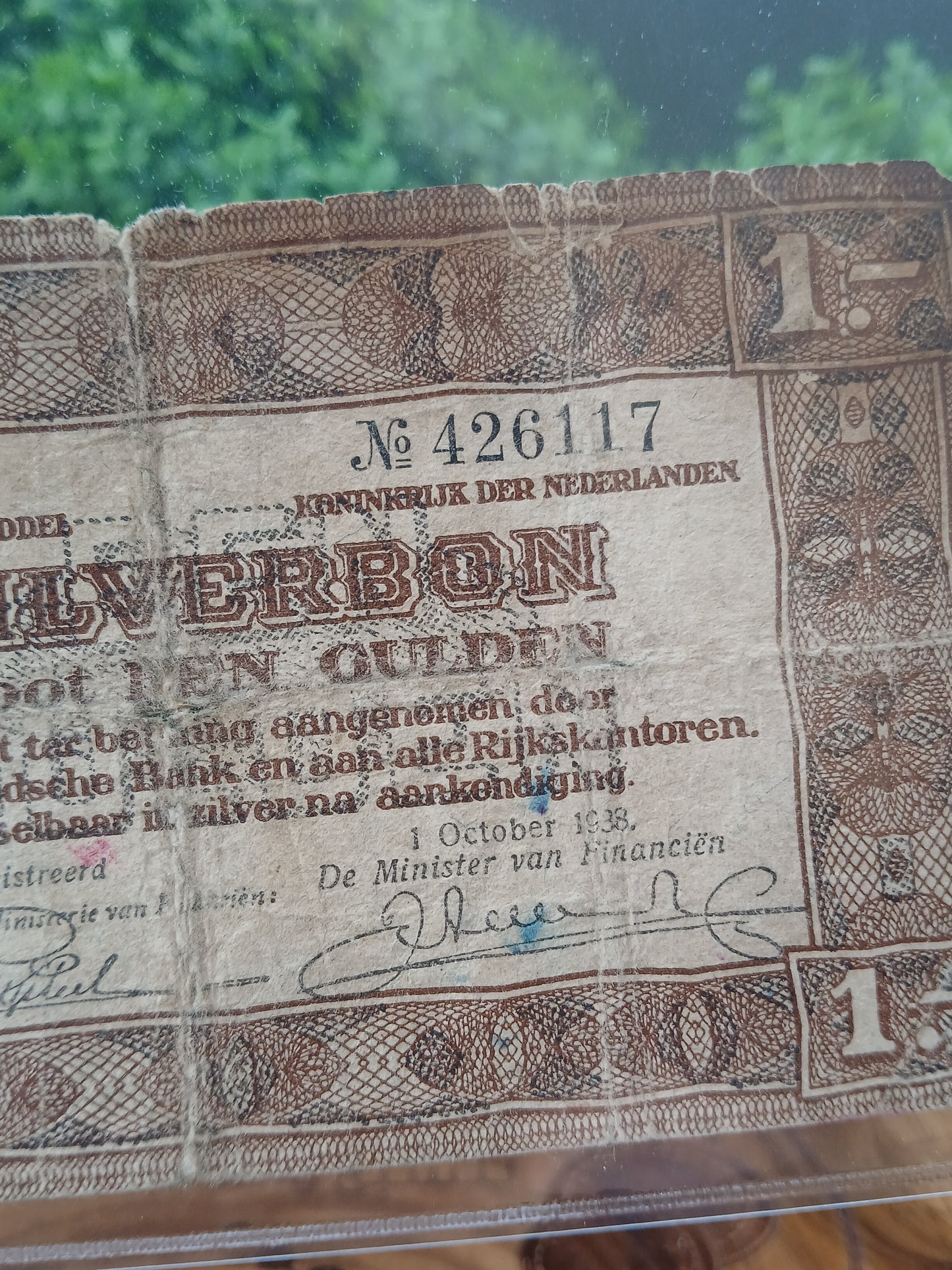 1 Gulden Zilverbon (Silver Voucher) . Netherlands 1938
