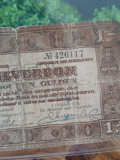 1 Gulden Zilverbon (Silver Voucher) . Netherlands 1938