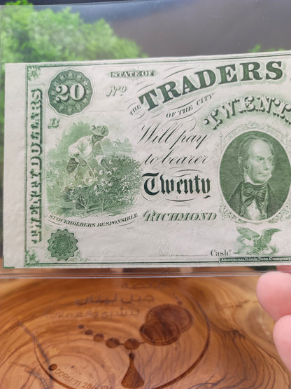 20 Dollars Traders Bank of Virginia 1860-1865