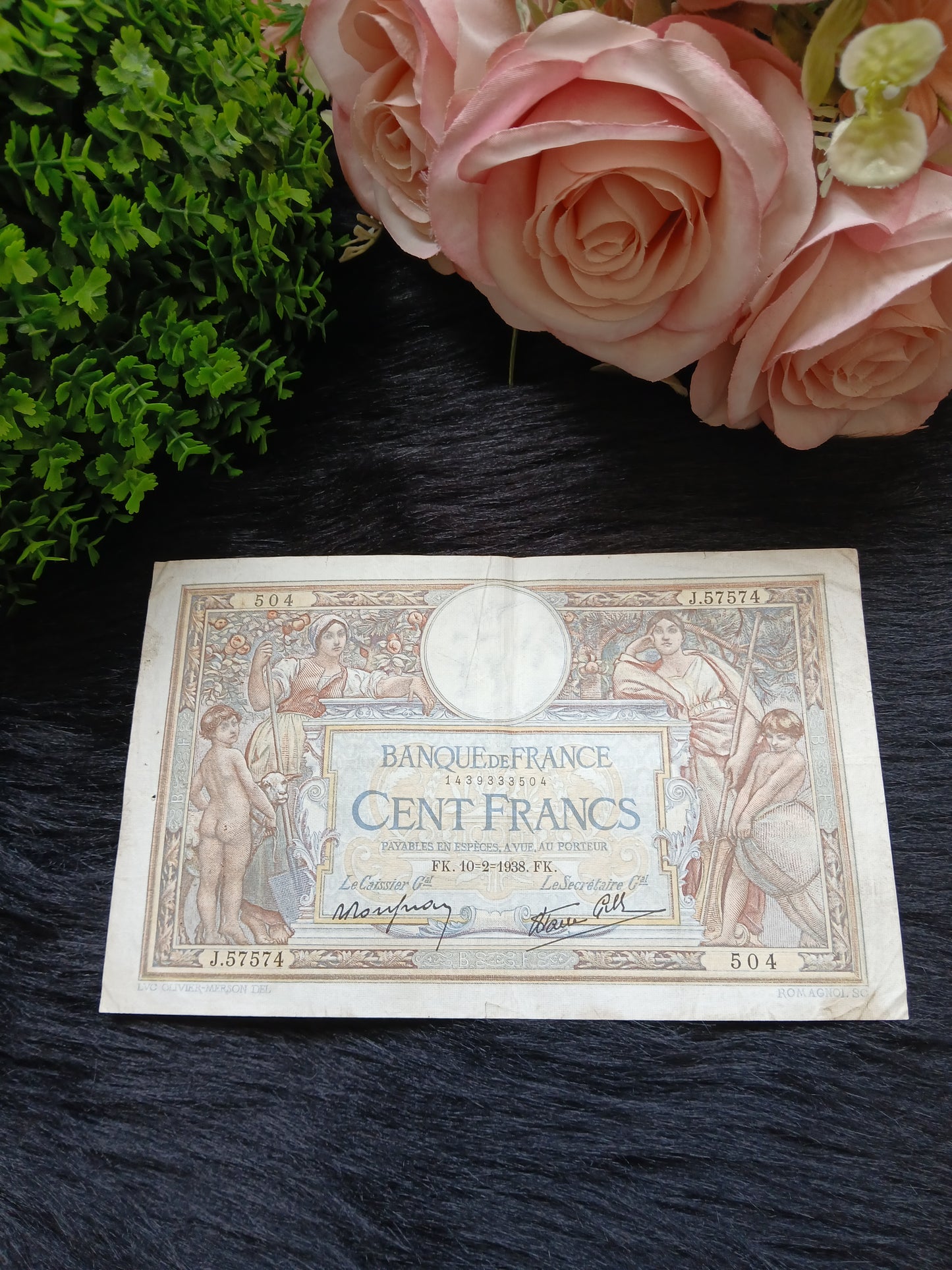 100 cent francs . France.  1938