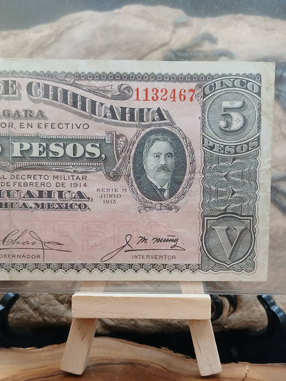 5 peso.  Mexico . Chihuahua. 1915