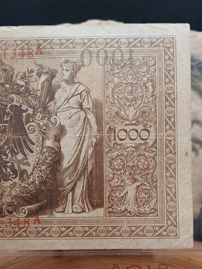 1000 mark . Read seal.  Germany . 1910