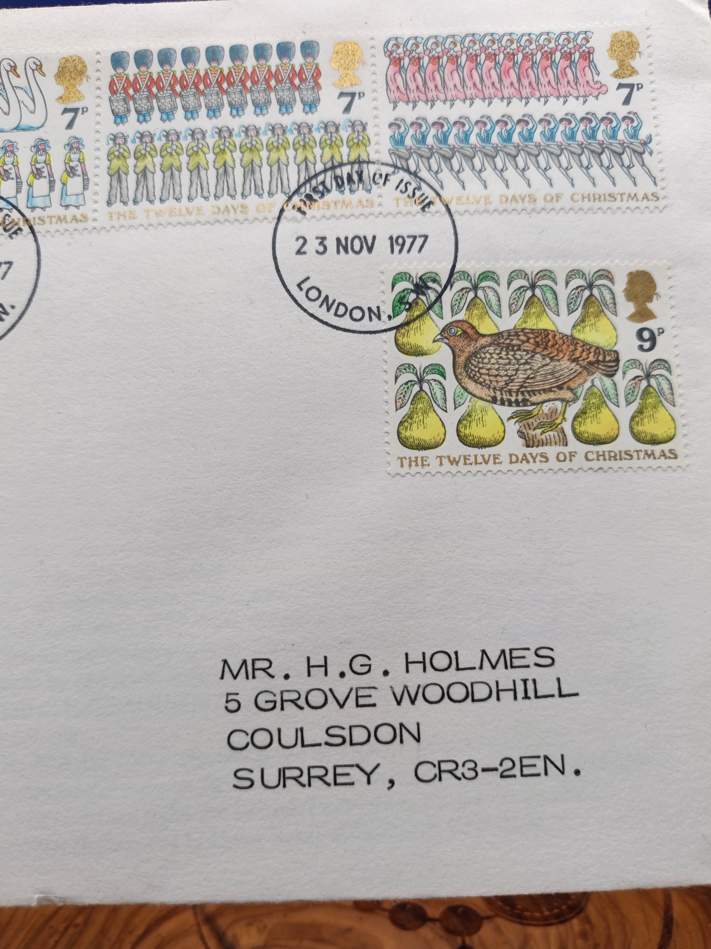 1977 Royal Mail "The Twelve Days of Christmas" First Day Cover - London PMK