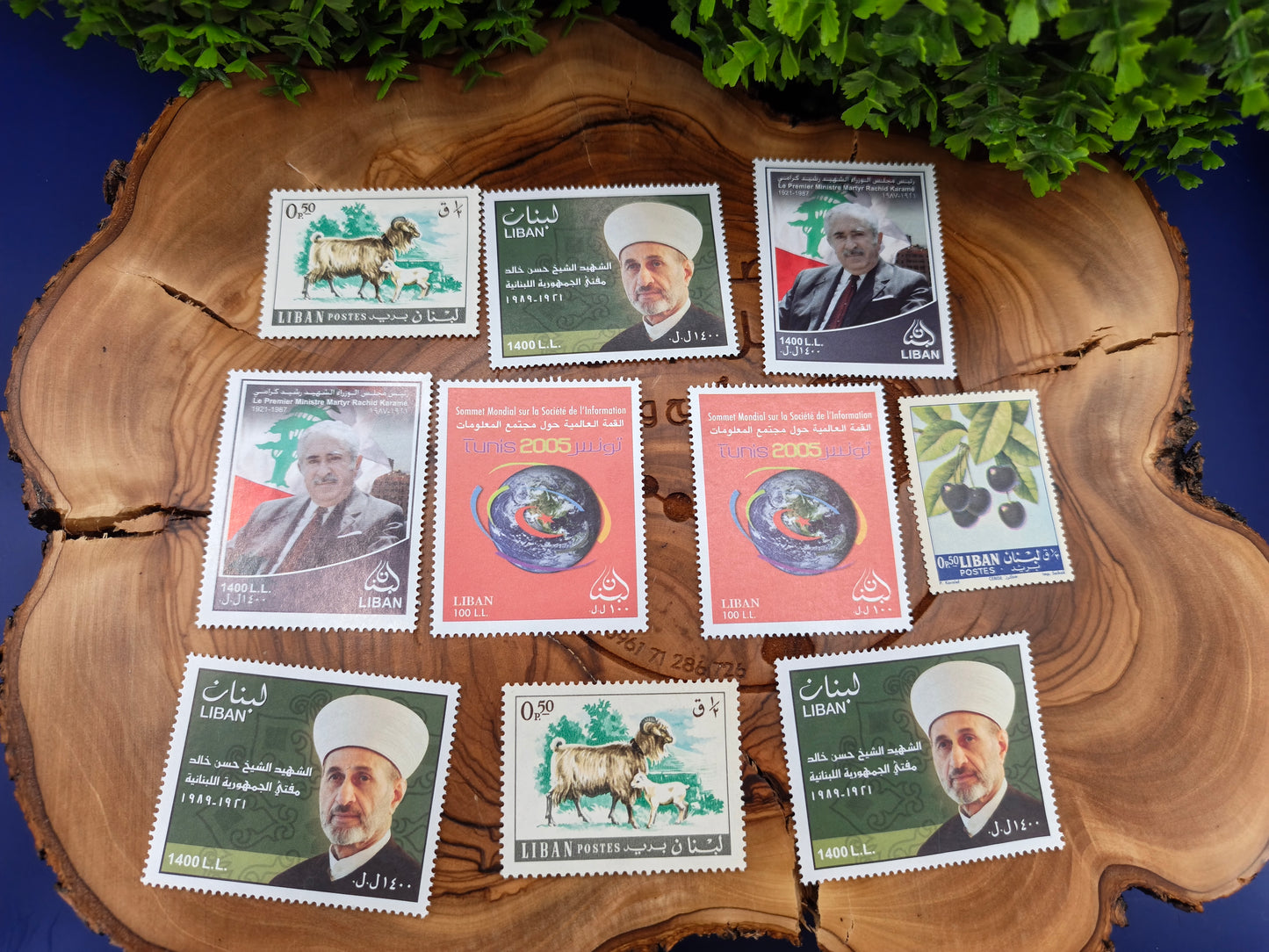 Collection of 10 Vintage Lebanese Postage Stamps