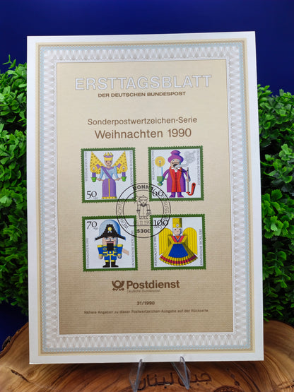 Official First Day Sheet (Ersttagsblatt) – Germany Christmas 1990