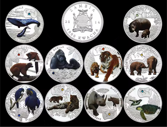 1000 Kwacha coins from Zambia. fantasy coins