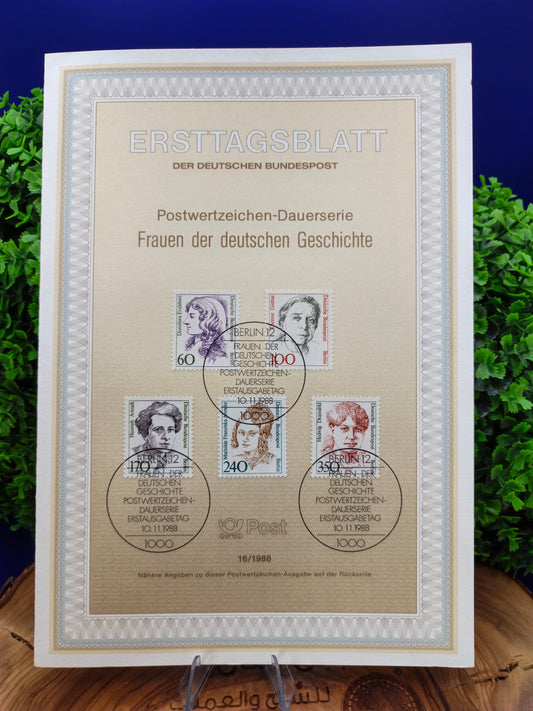 Official First Day Sheet (Ersttagsblatt) – Women in German History Berlin Series (1988)