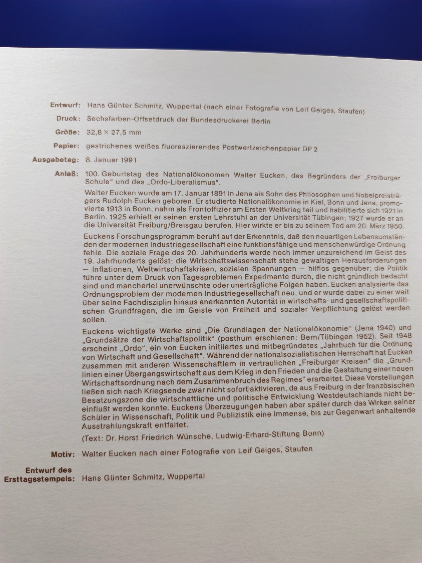 Architect of the Social Market Economy: The Walter Eucken Centenary