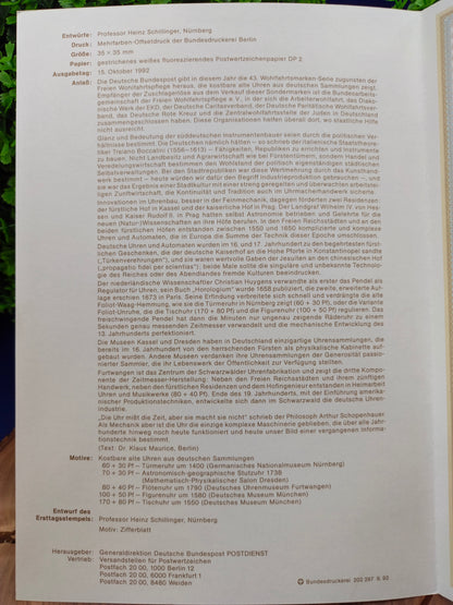 Germany Gedenkblatt First Day Souvenir Leaf (1992)