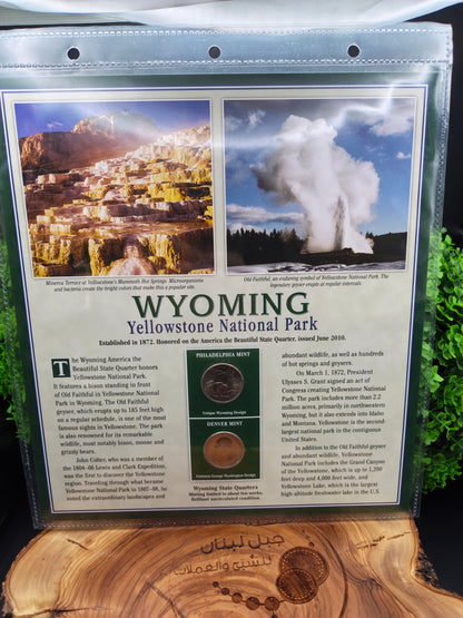 2010 Wyoming "America the Beautiful" Quarter Set & Philatelic Display