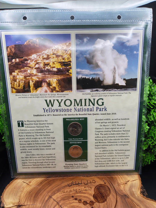 2010 Wyoming "America the Beautiful" Quarter Set & Philatelic Display
