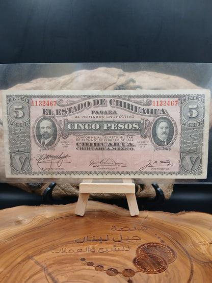 5 peso.  Mexico . Chihuahua. 1915