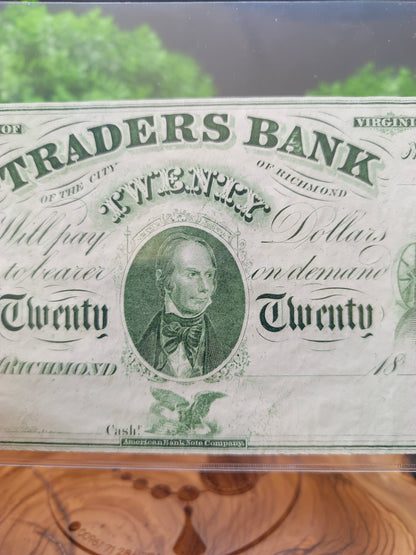 20 Dollars Traders Bank of Virginia 1860-1865